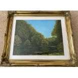 Framed and glazed Painting "Wooded Lake" (please n