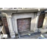 Yorkshire stone Fireplace with columned legs, approx. 52in high x 72in wide