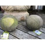 Pair of Yorkshire stone carved Ball Finials, approx. 9in diameter