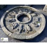 Reconstituted stone Circle depicting the 12 signs of the Zodiac, approx 60in diameter