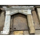 First of a pair, an original Victorian Gothic Yorkshire stone Fire Surround, removed from a school