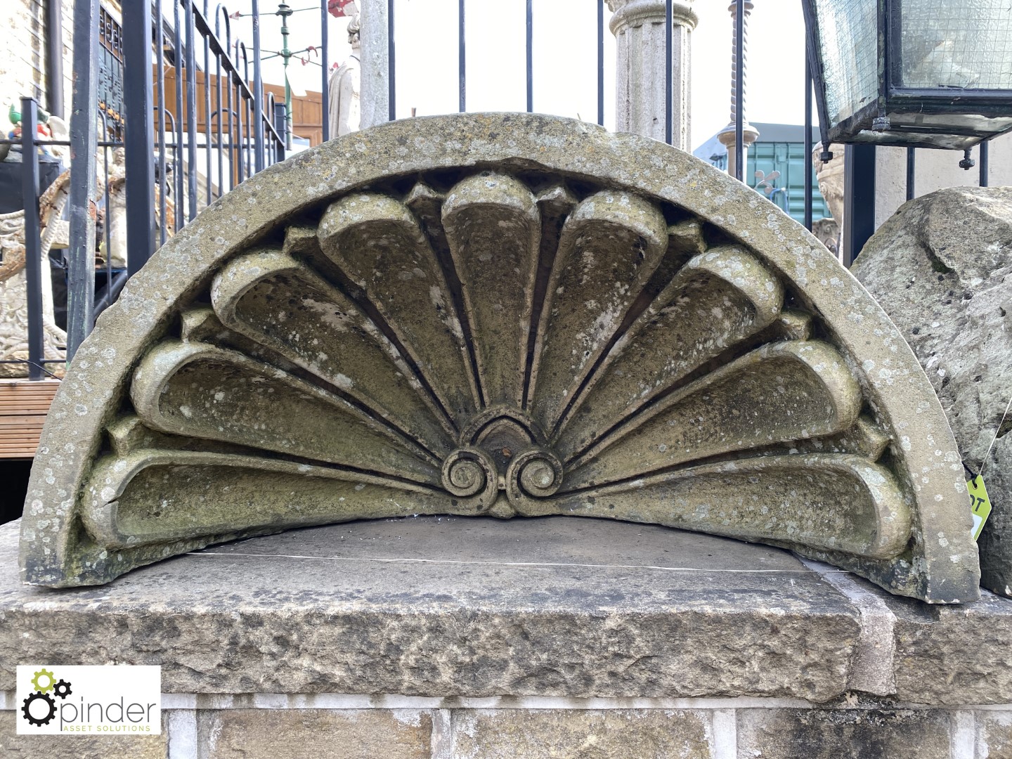 Pair of Yorkshire Stone Decorative Shell Niche Tops, approx. 18in high x 37in wide - Image 2 of 3
