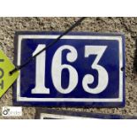 Antique French enamel House Number "163"