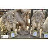 Pair of reconstituted stone Seated Lions, approx. 18in high