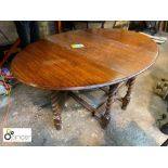 Original Victorian oak gate legged Table with barley twist legs (please note this lot is located