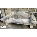 Original hand carved Portland stone Garden Seat, approx. 26in high x 52in wide