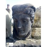 Yorkshire stone Carved Head of a lady, approx. 10in high x 7in wide