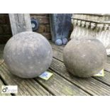 Pair of carved Yorkshire stone Balls, approx. 11in diameter