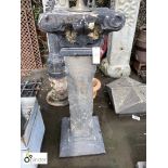 Yorkshire stone Gothic Sundial Pedestal with carved capital, approx. 52in x 24in