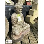 Reconstituted stone Buddha on base, approx. 21in high