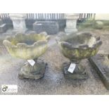 Pair of reconstituted stone Garden Urns, approx. 16in high x 18in diameter