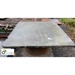 Original Yorkshire stone Tabletop on round steel base, approx. 60in x 60in (please note this lot