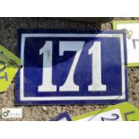 Antique French enamel House Number "171"