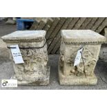 Pair of reconstituted stone Plinths, approx. 12in high x 12in diameter