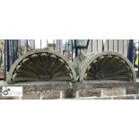 Pair of Yorkshire Stone Decorative Shell Niche Tops, approx. 18in high x 37in wide