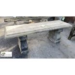 Reconstituted stone Garden Seat, approx. 18in high x 50in long