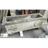 Reconstituted stone Planter with Yorkshire rose decoration, approx. 12in high x 30in long