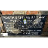 Cast iron Railway Sign from the North Eastern Railway company, approx. 24in high x 36in wide