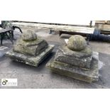 Pair stone Pier Caps, with half ball de