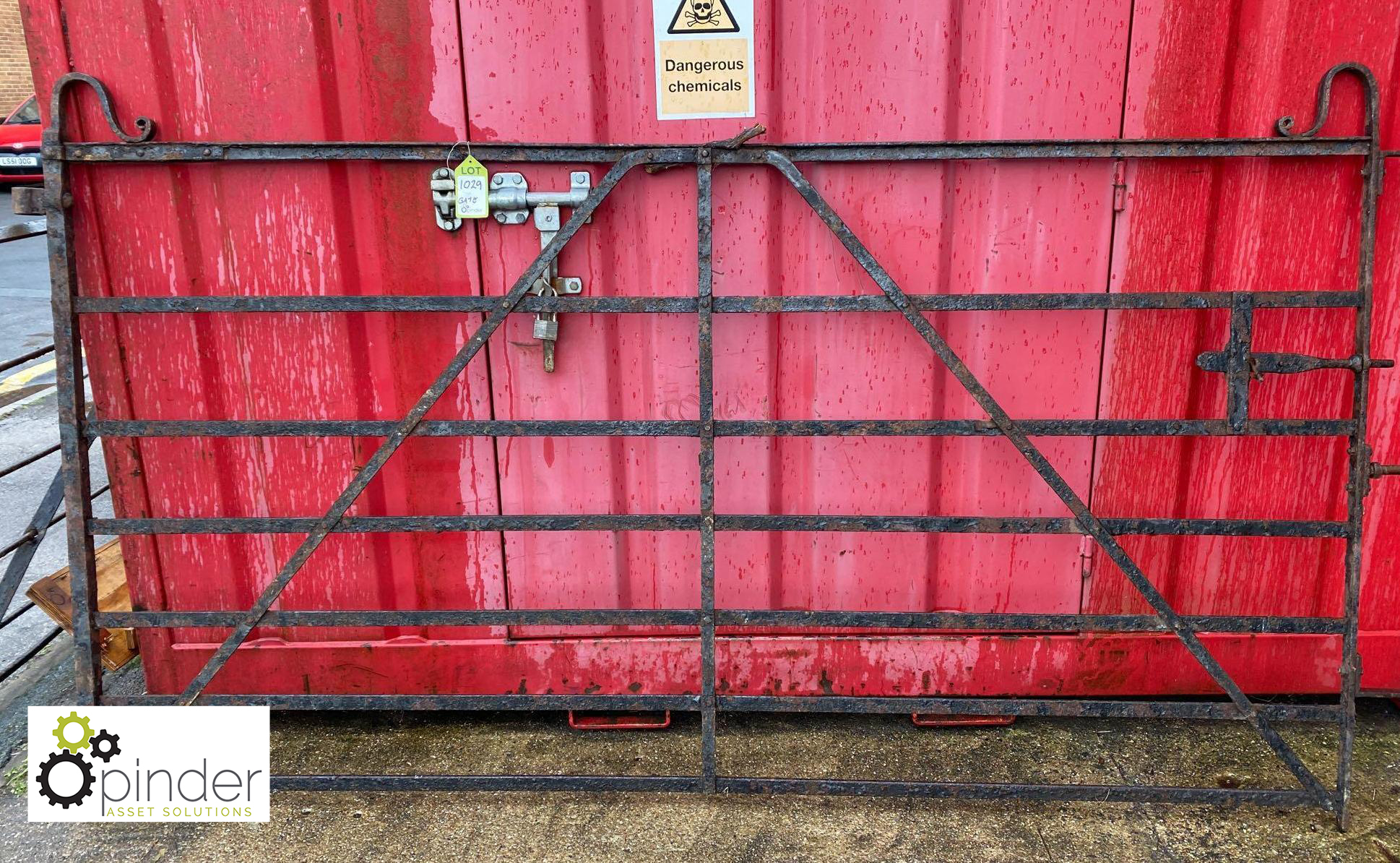 Original wrought iron blacksmith made Estate Gate, approx. 56in high x 102in long (please note