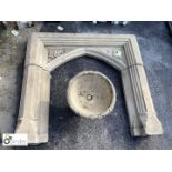 Original Yorkshire stone Gothic Fire Surround Circa 1850, approx. 5ft high x 5ft 6in wide