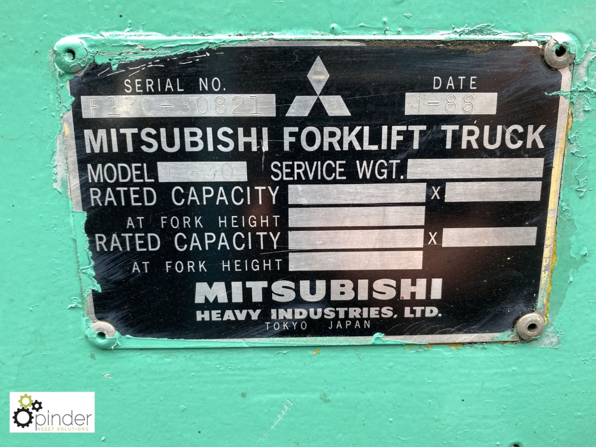 Mitsubishi FG-30 LPG Forklift Truck, 3000kg capacity, 4300mm lift height, triplex container spec - Image 15 of 17