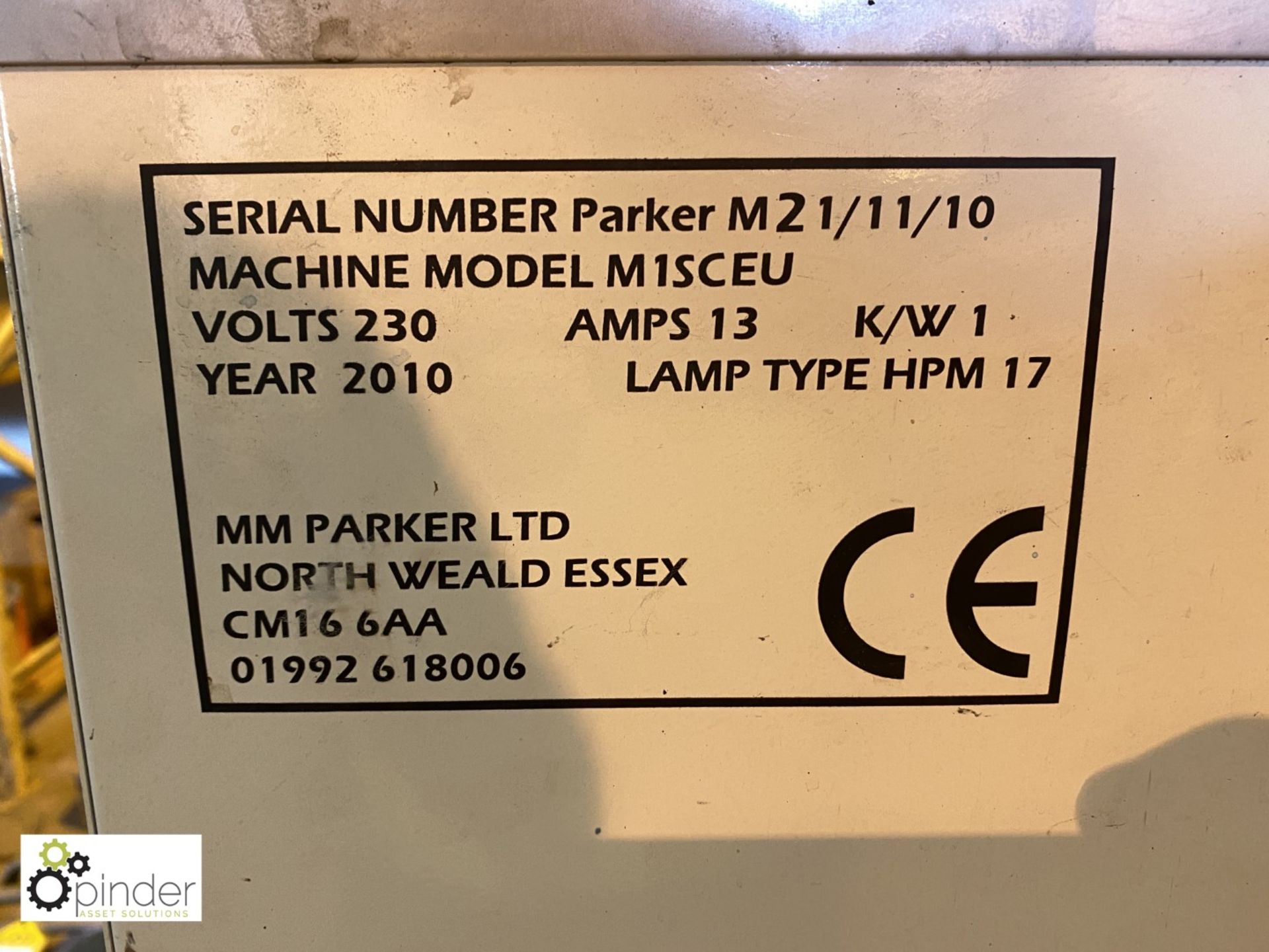 Parker M1SCEU Print Down Screen, serial number M21/11/10, screen size 1275mm x 1030mm - Image 3 of 5