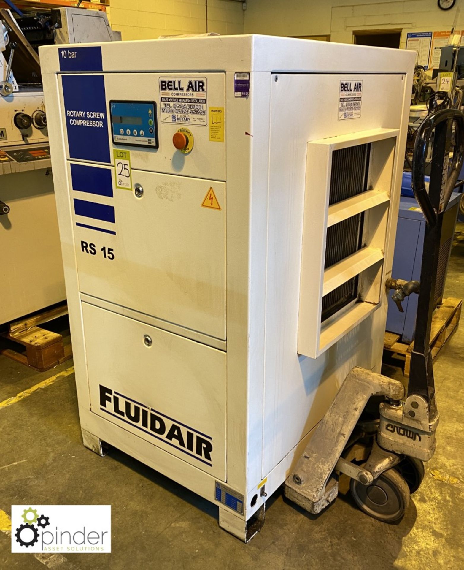 Fluidair RS-15 Packaged Air Compressor, 10bar, capacity 2.1m³/min, 415volts, serial number F21208, - Image 2 of 5