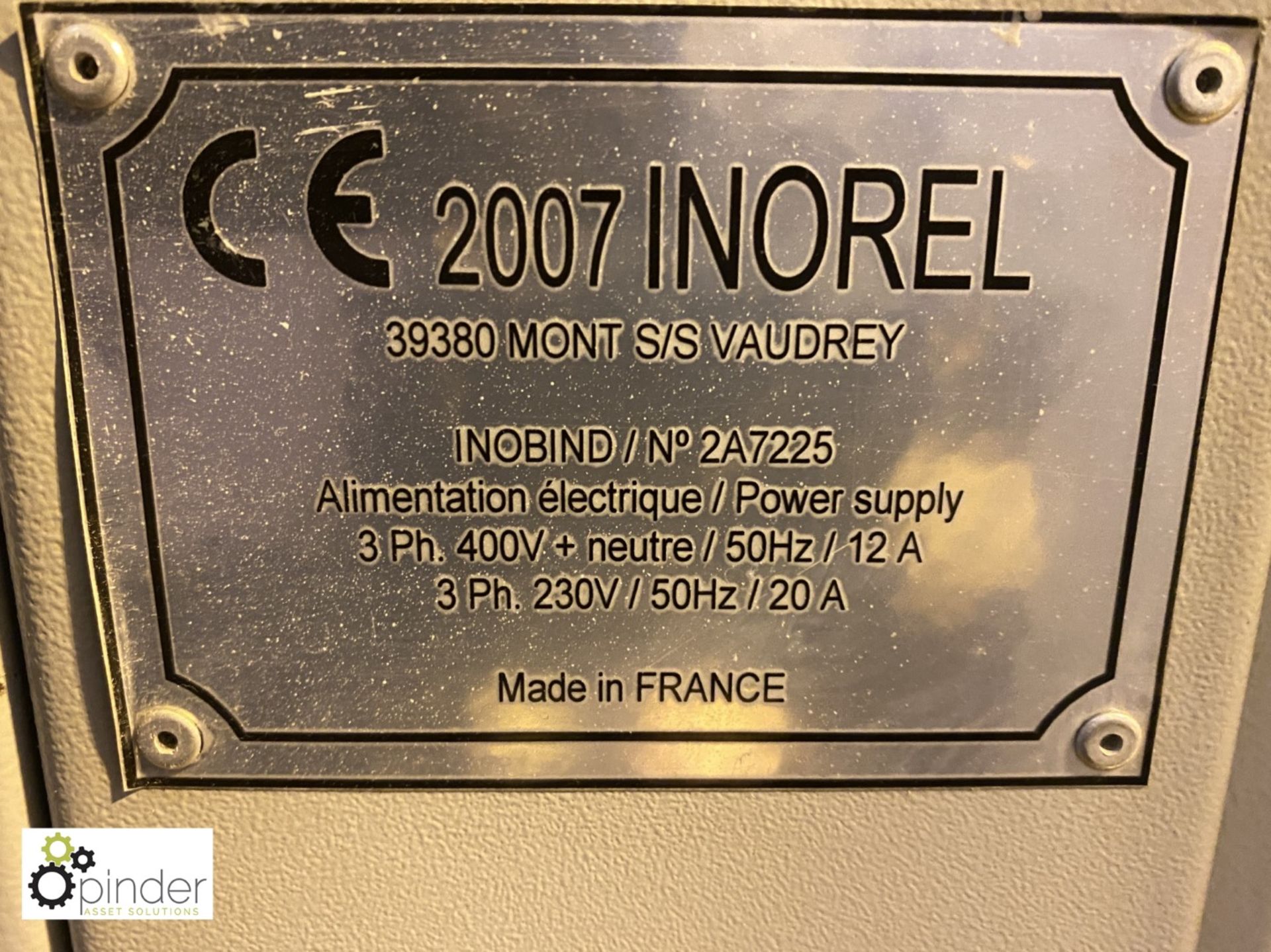 Inorel Inobind single clamp semi auto Binder, 230volts, serial number 2A7225 - Image 6 of 6