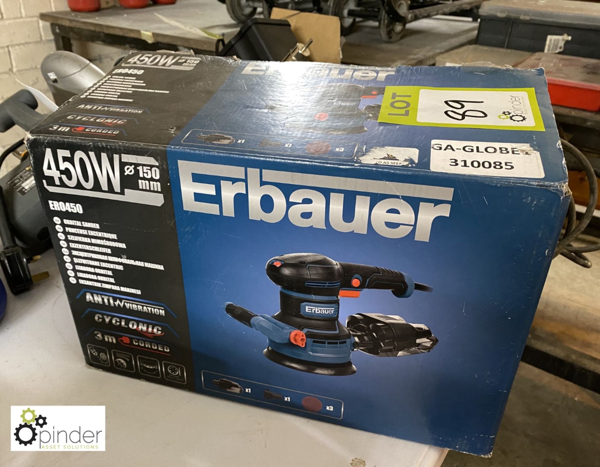 Erbauer ERO450 Orbital Sander, 240volts, with fabric case and box