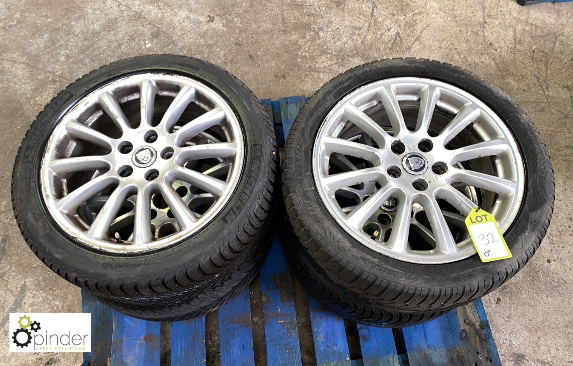 Set 4 Jaguar Alloy Wheels and Tyres, 225/45 R17, used