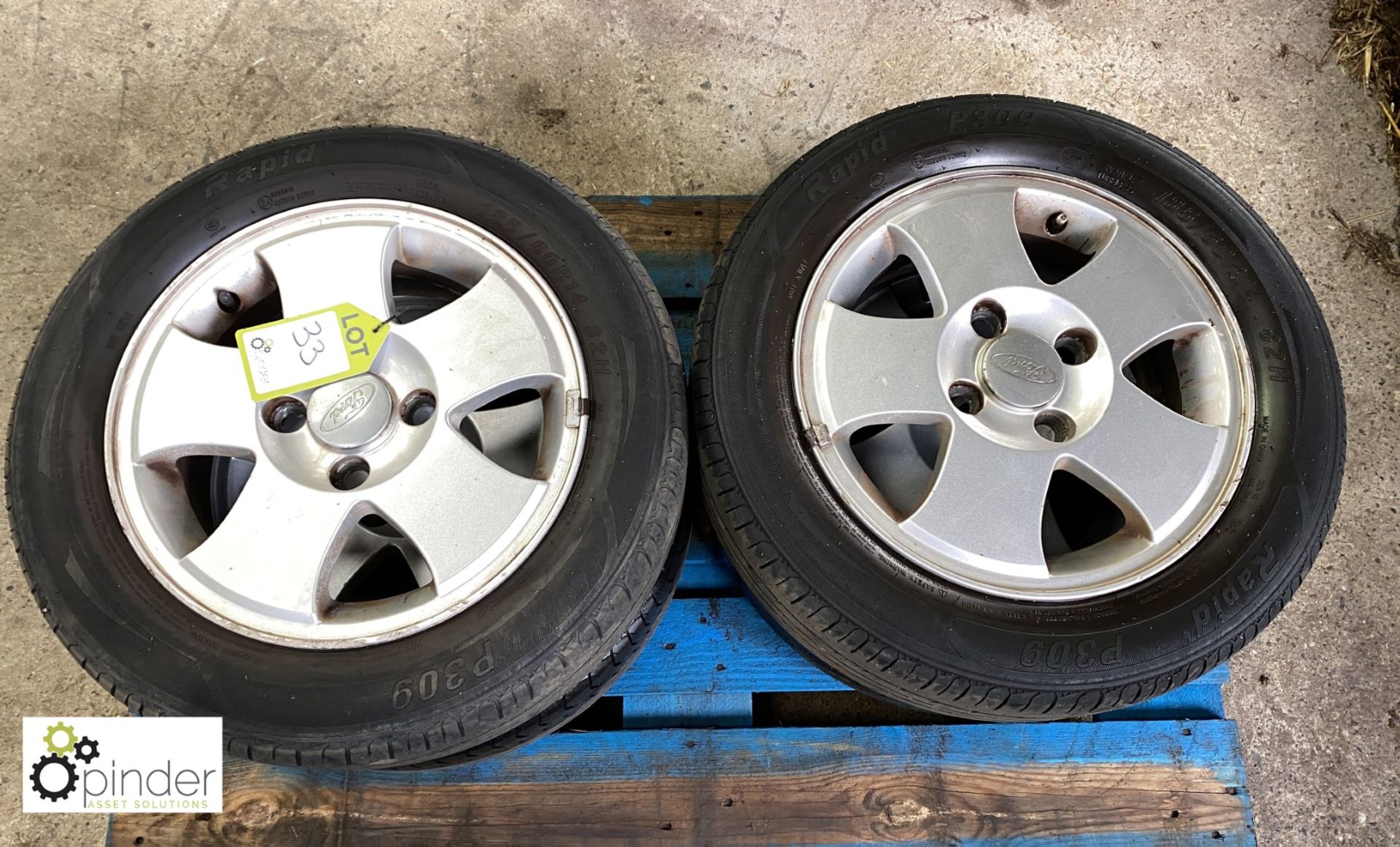 Set 4 Ford Alloy Wheels and Tyres, 185/60 R14, used