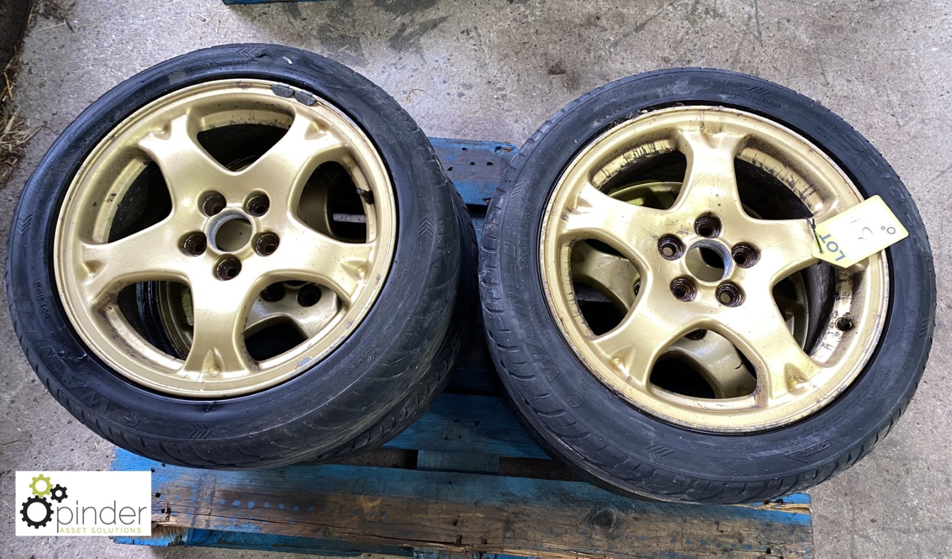 Set 4 Gold finish Alloy Wheels and Tyres, 205/50 R16, used