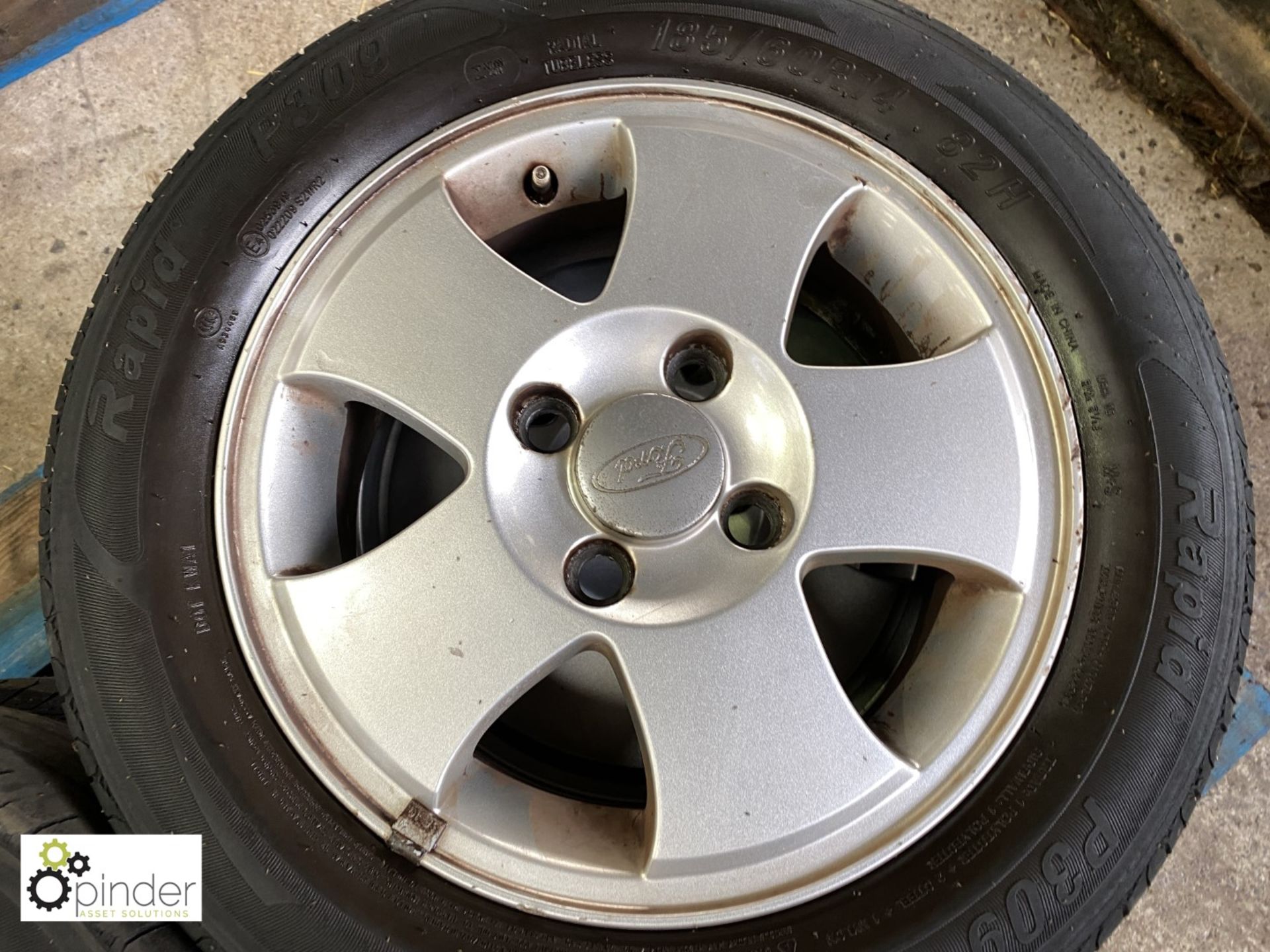 Set 4 Ford Alloy Wheels and Tyres, 185/60 R14, used - Image 4 of 4