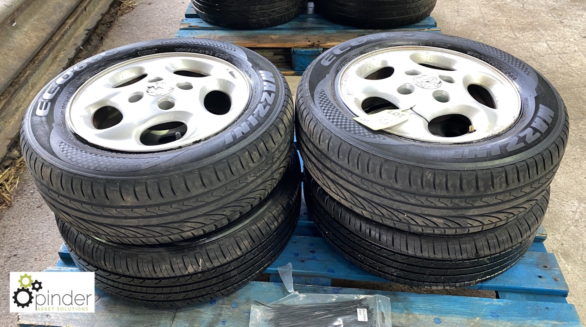 Set 4 Peugeot Alloy Wheels and Tyres, 185/65 R14, used - Image 2 of 4