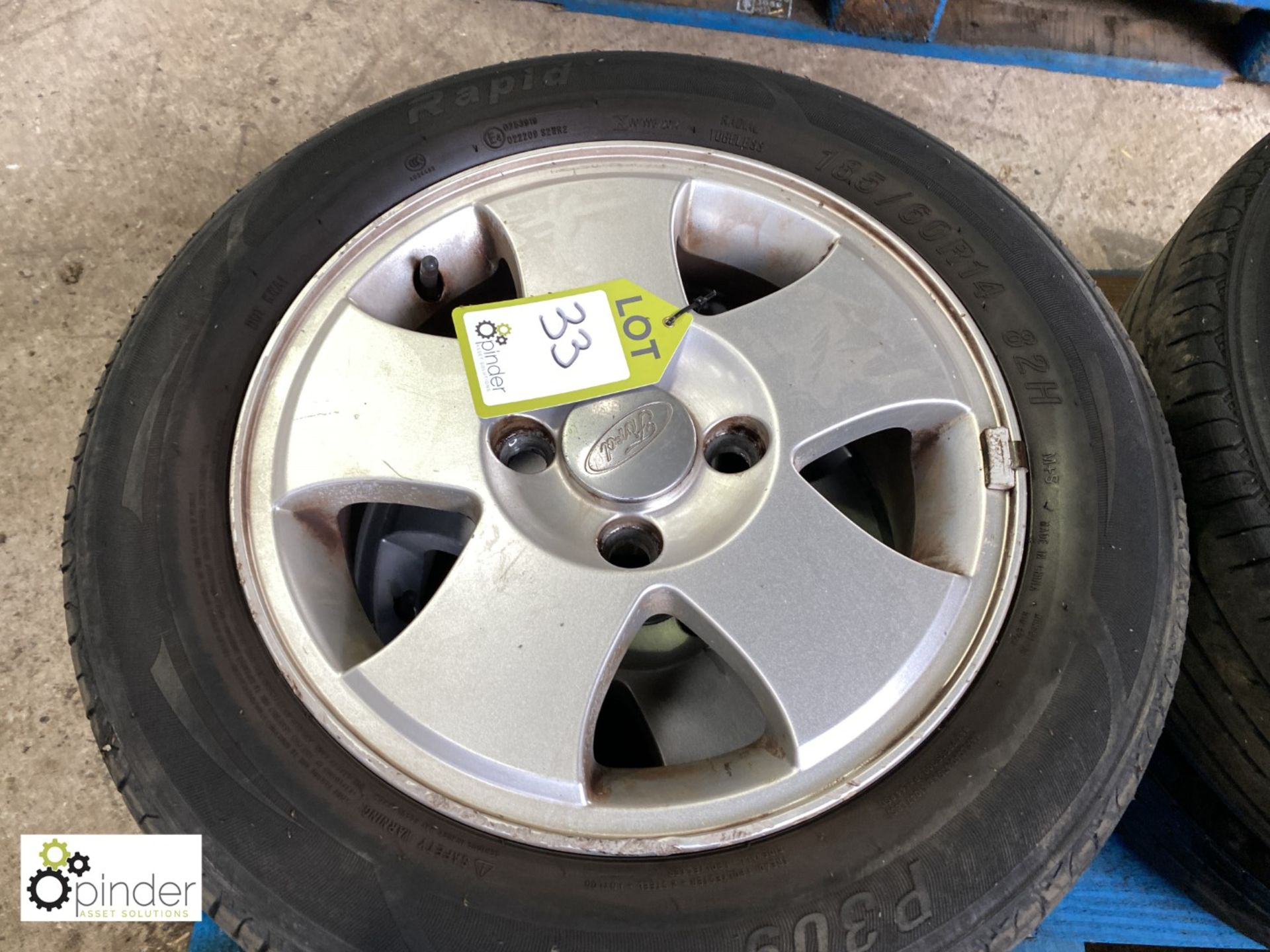 Set 4 Ford Alloy Wheels and Tyres, 185/60 R14, used - Image 3 of 4