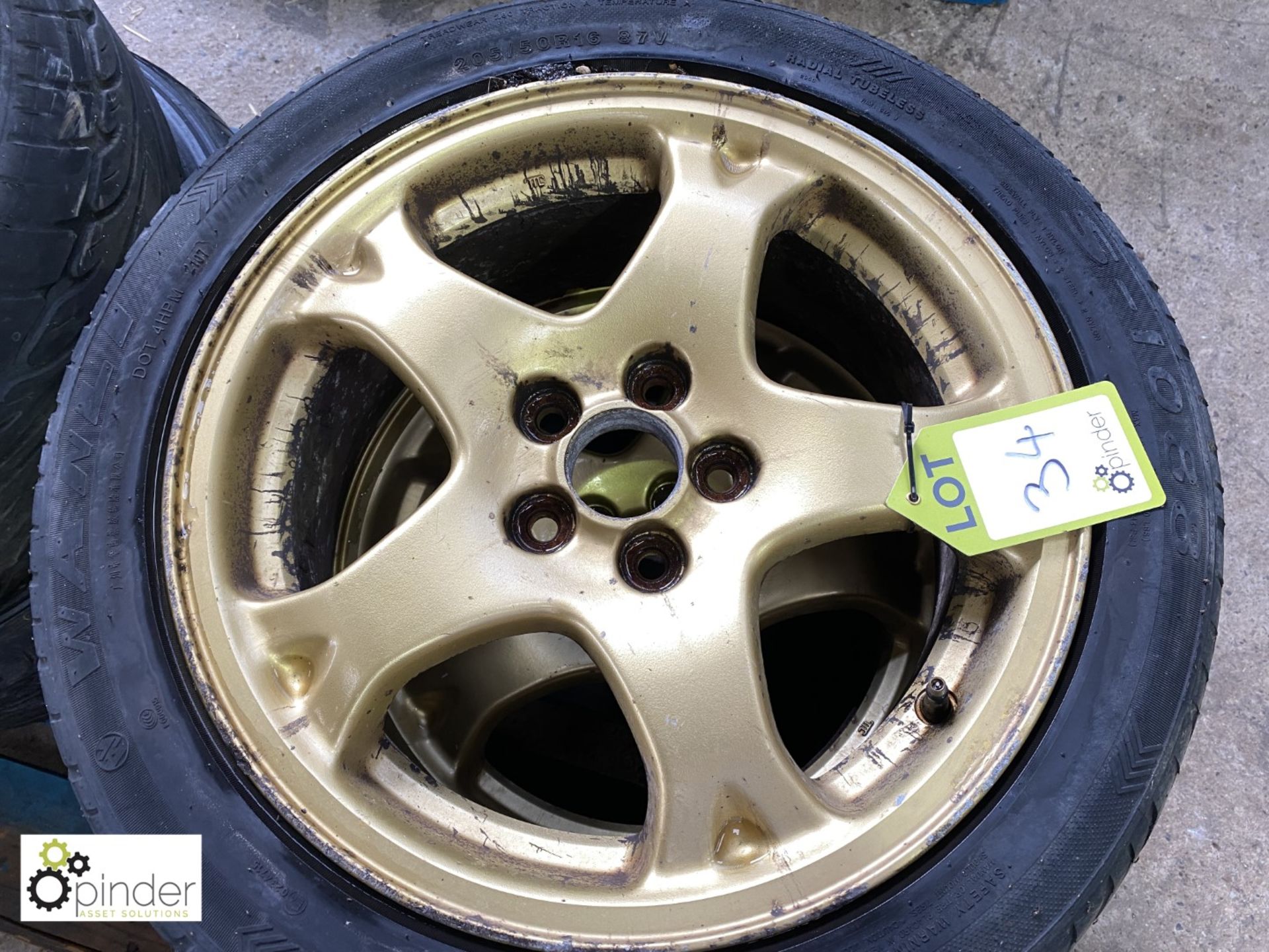 Set 4 Gold finish Alloy Wheels and Tyres, 205/50 R16, used - Image 3 of 4