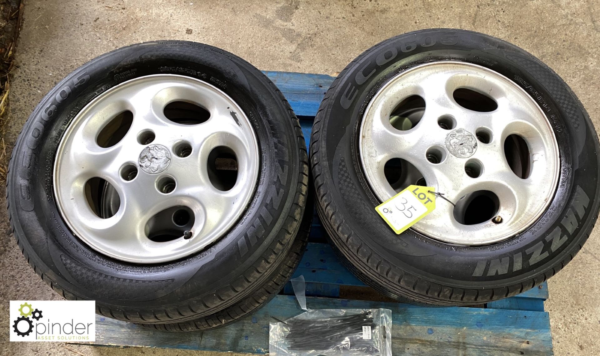 Set 4 Peugeot Alloy Wheels and Tyres, 185/65 R14, used