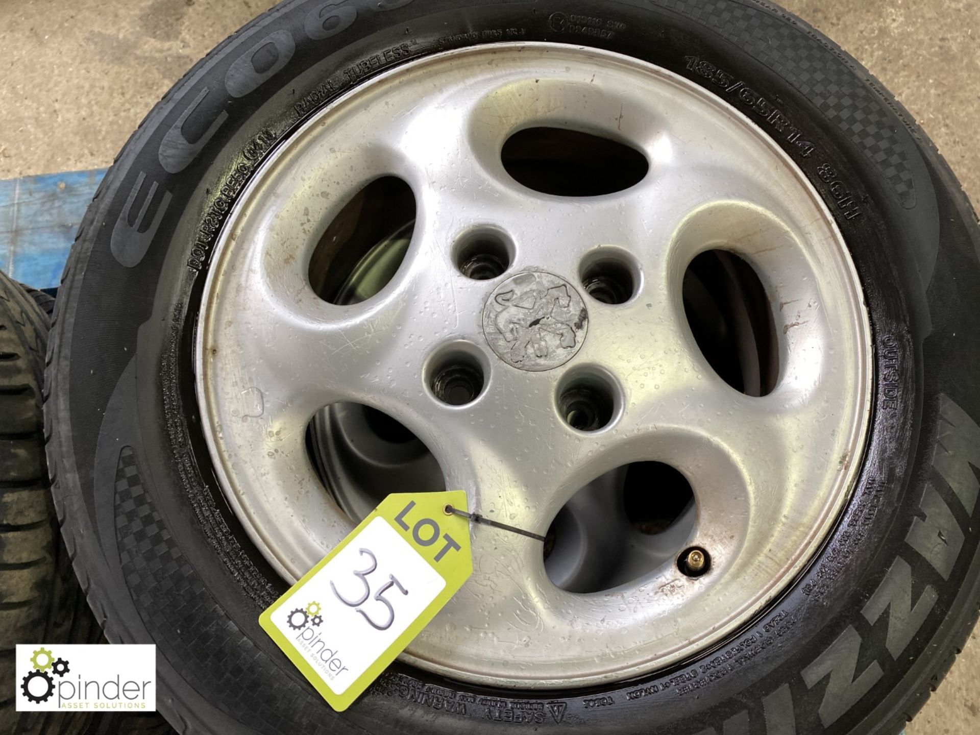 Set 4 Peugeot Alloy Wheels and Tyres, 185/65 R14, used - Image 3 of 4