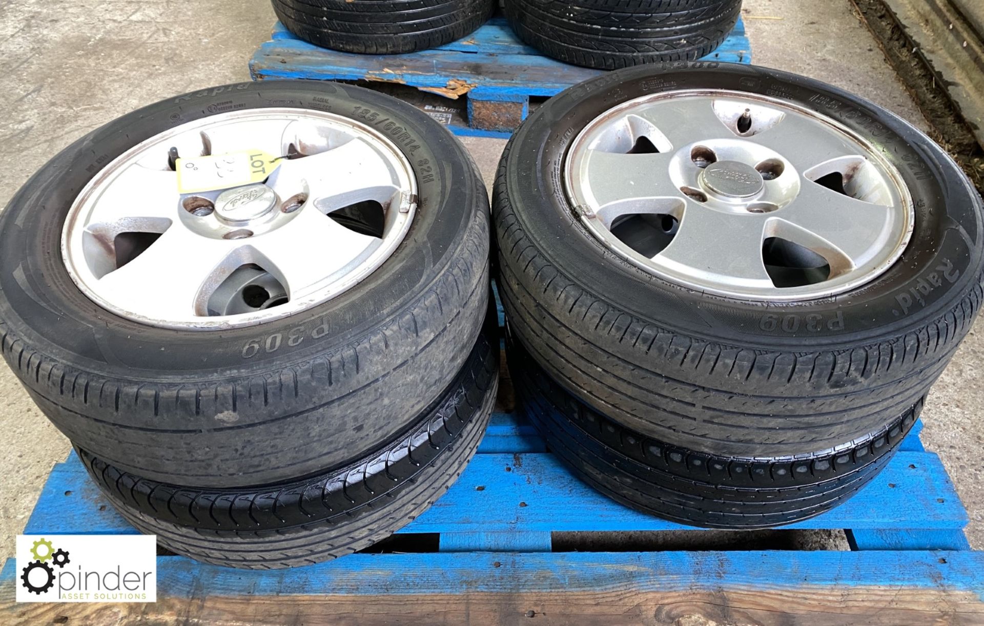 Set 4 Ford Alloy Wheels and Tyres, 185/60 R14, used - Image 2 of 4