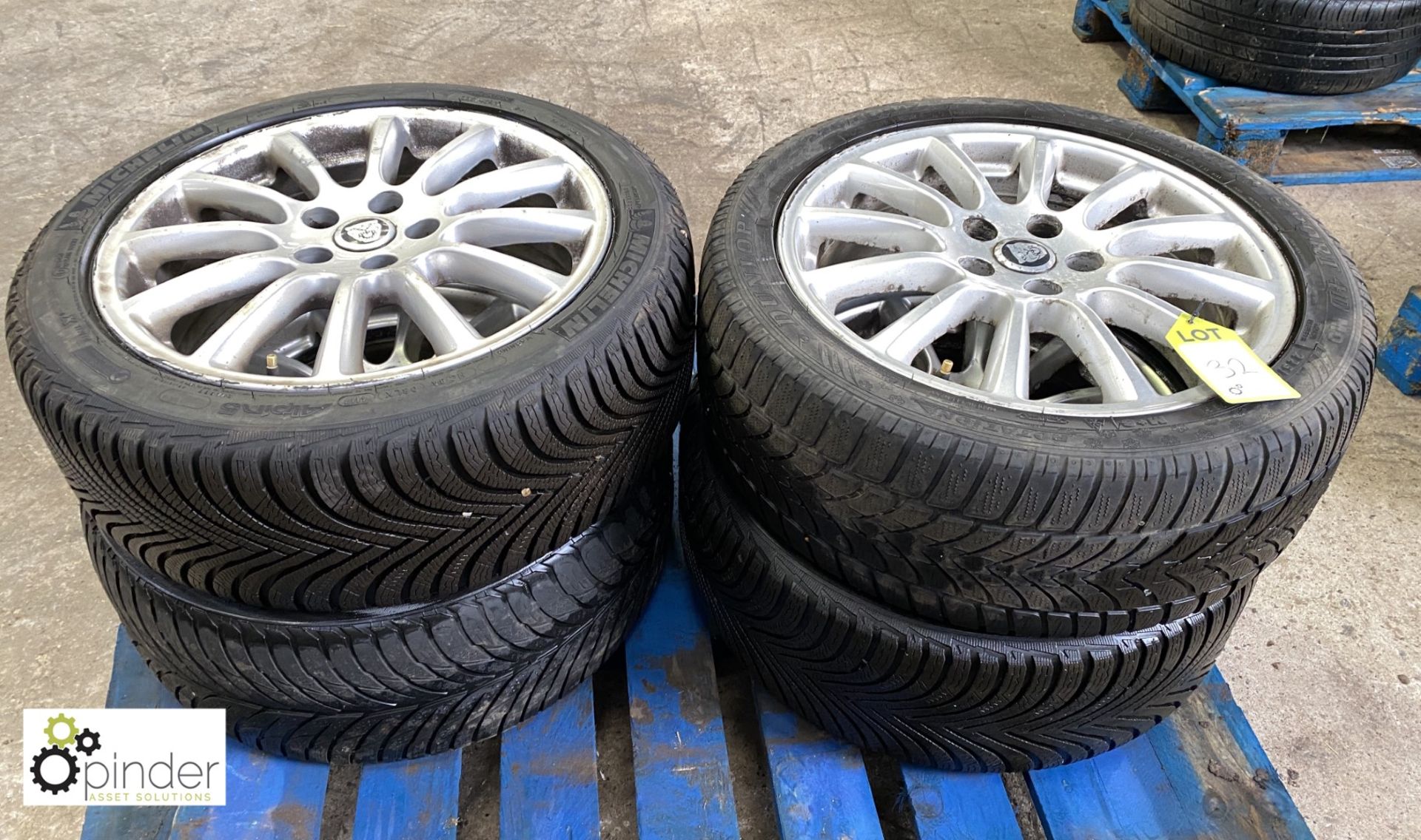 Set 4 Jaguar Alloy Wheels and Tyres, 225/45 R17, used - Image 2 of 4