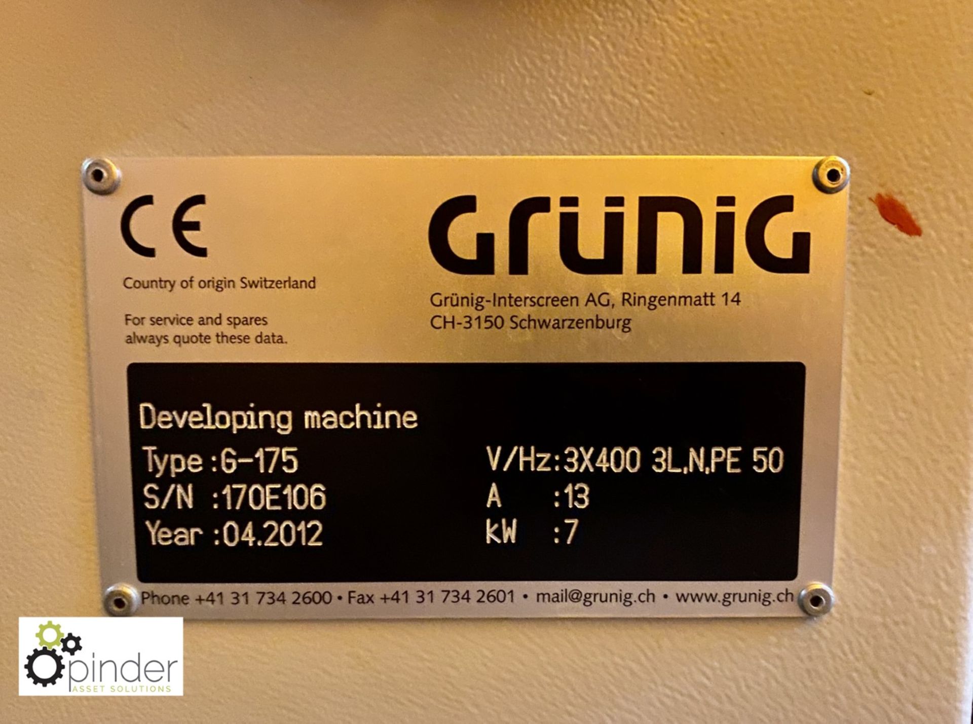 Grunig G175 Developer, year 2012, serial number 170E106 (this lot requires a risk assessment and - Image 7 of 8