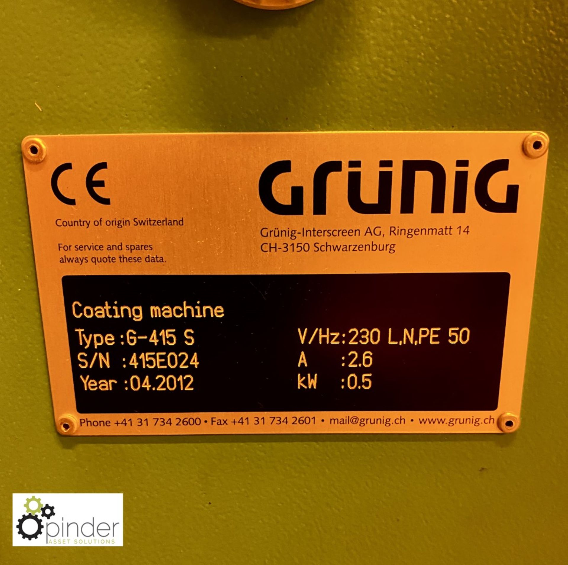 Grunig G-Coat 415S Coating Machine, double side auto coating, touch screen operation, year 2012, - Image 5 of 9