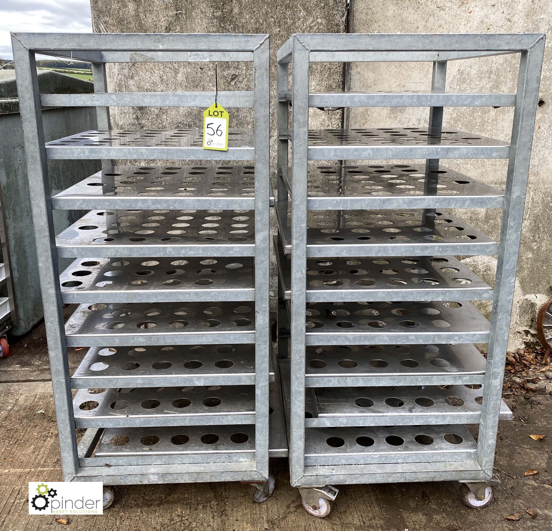 2 stainless steel 9-tray Trolleys, approx. 740mm x 620mm x 1430mm high (LOCATION: Croxton) / (please