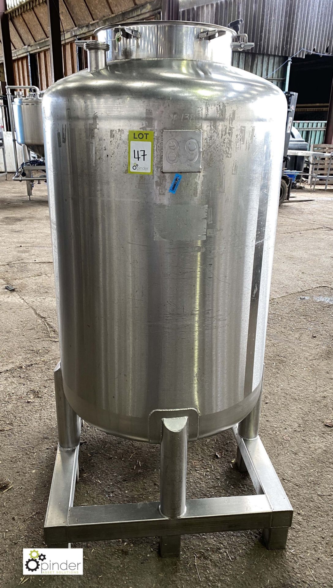 Wincanton stainless steel Tank, mounted on stainless steel frame, 138kg weight, serial number 3172-R