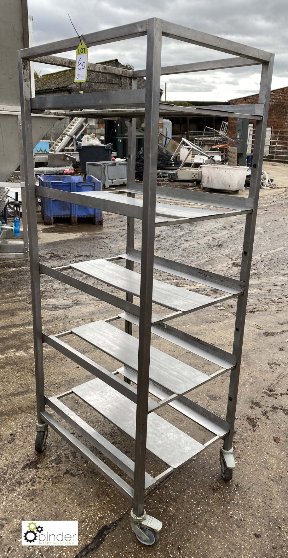 Stainless steel 5-tray Trolley, 765mm x 590mm x 1800mm high (LOCATION: Croxton) / (please note - Image 2 of 2