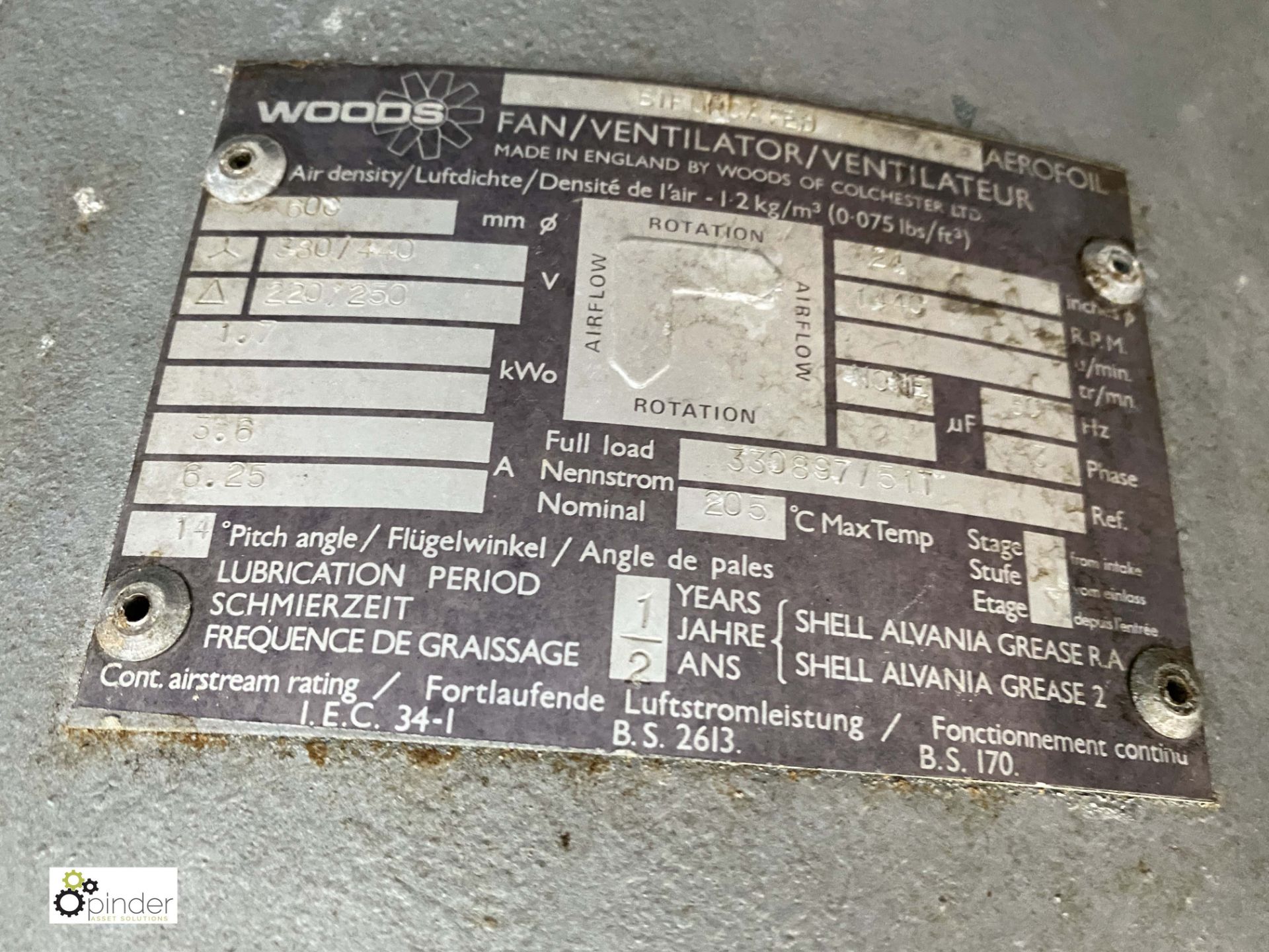 Woods Bifurcated Fan, 380/440volts, 600mm diameter (LOCATION: Croxton) / (please note this lot has a - Image 3 of 3