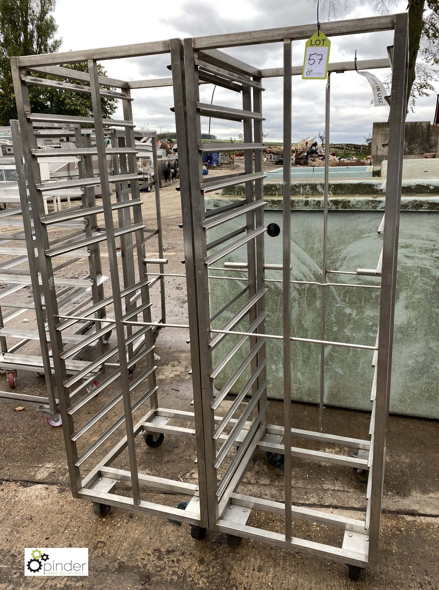 2 stainless steel 12-tray Trolleys, approx. 700mm x 600mm x 1800mm high (LOCATION: Croxton) / (