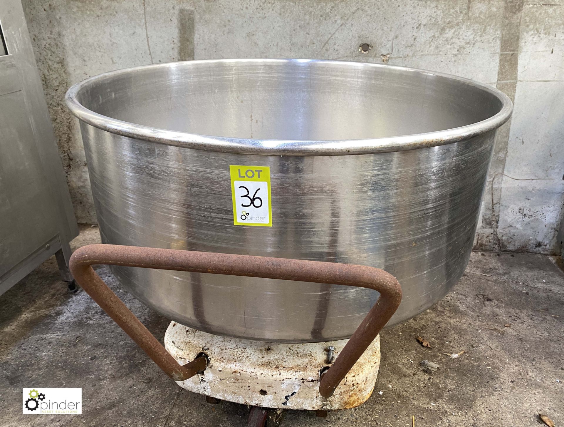 Stainless steel Mixing Bowl and Bowl Trolley, 1000mm diameter x 500mm high (LOCATION: Croxton) / (