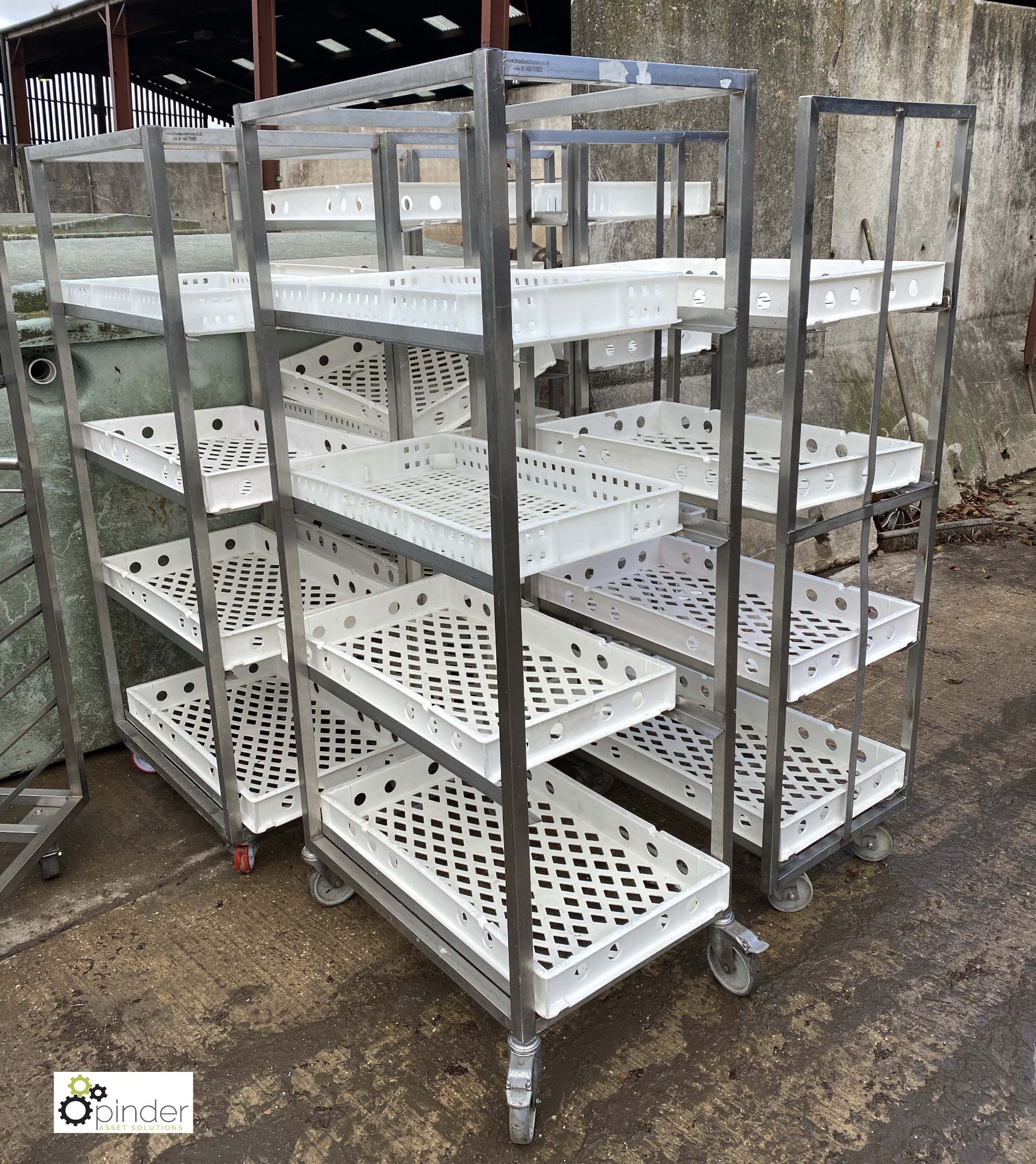 5 stainless steel 4-tray Trolleys, approx. 760mm x 520mm x 1650mm high (LOCATION: Croxton) / (please - Image 2 of 4